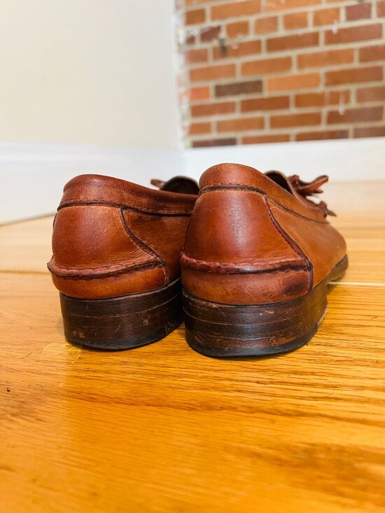 Polo Ralph Lauren Brown Leather Tassel Penny Loafers 8 Bench Made in Maine USA